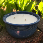 Soy Candles Upcycled Medium Blue Ceramic Bowl Hemp Wicks