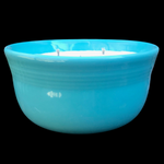 Soy Candles Handmade Upcycled 22oz Teal Ceramic Bowl w/ 3 Organic Hemp Wicks