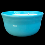 Soy Candles Handmade Upcycled 22oz Teal Ceramic Bowl w/ 3 Organic Hemp Wicks