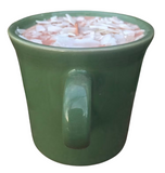 Hot Coco Scented Soy Candle Handmade Upcycled Reusabe Green Coffee Cup Candle w/ Wood Wick