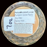 Pumpkin Spice Pastry Scented Soy Candle Upcycled 7oz Beveled Glass Container Organic Hemp Wick