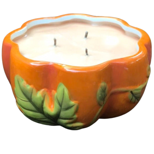 Pumpkin Spice Soy Candles Handmade Upcycled Ceramic Pumpkin