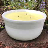 Citronella Lemongrass Soy Candle Upcycled White Ceramic Bowl Hemp Wicks