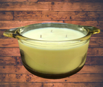 Citronella Lemongrass Soy Candles Handmade Upcycled Baking Crock 3 Organic Hemp Wicks Essential Oils