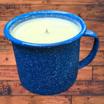 Citronella Lemongrass Soy Candles Handmade  Upcycled Blue Coffee Cup Essential Oils