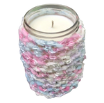 Crocheted Sleeve Mason Jar Candle Soy Wax Choice of Scents Organic Hemp Wick