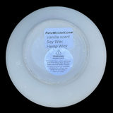 Vanilla Scented Soy Candle Handmade Upcycled 18oz Medium Blue Ceramic Bowl w/ 3 Organic Hemp Wicks