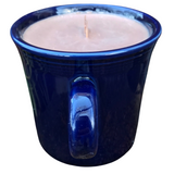Navy Blue 10oz Coffee Scented Soy Candle Handmade with Crackling Wooden Wick