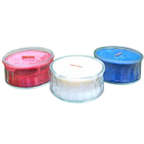 Soy Candle Wood Wick Red White and Blue Patriotic Made in USA Upcycled Reusable Clear Glass Containers