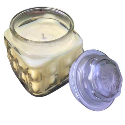 Citronella Lemongrass Soy Candles Handmade Upcycled Glass Decanter Organic Hemp Wick Essential Oils