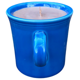 Medium Blue 10oz Coffee Scented Soy Candle Handmade with Crackling Wooden Wick