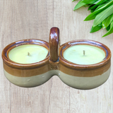 Citronella Lemongrass Essential Oil Soy Candles Upcycled Double Crock Hemp Wicks