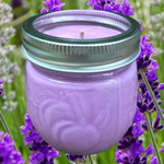 Lavender Scented Candles Soy Wax Upcycled Vintage Fruit Jars Organic Hemp Wick