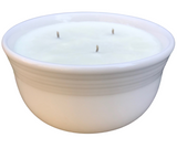 Soy Candle Handmade Upcycled White Ceramic Bowl Hemp Wicks