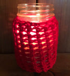 Crochet Sleeve Upcycled Mason Jar Soy Candles Organic Hemp Wick