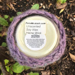 Crochet Sleeve Upcycled Mason Jar Candle Soy Wax Choice of Scents Organic Hemp Wick