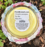 Citronella Lemongrass Essential Oil Reusable Mason Jar Soy Candles Crochet Sleeve Organic Hemp Wick