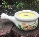 Citronella Lemongrass Soy Candle Cherry Wood Wick Upcycled Decorative Crock  Essential Oils