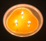 Citronella Lemongrass Soy Candles  Upcycled Medium Blue Ceramic Bowl Three Organic Hemp Wicks Essential Oils