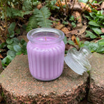 Lavender Soy Candles Handmade Upcycled Glass DecanterOrganic Hemp Wick
