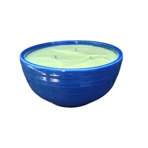 Citronella Lemongrass Soy Candles Blue Bowl Organic Hemp Wicks Essential Oils