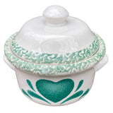 Green Heart Design Soy Candle Eco Friendly Ceramic Crock with Lid Organic Hemp Wick