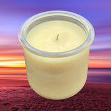 Pina Colada Scented Upcycled Reusable Yogart Jar with Soy Wax and an Organic Hemp Wick