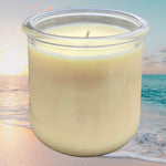 Pina Colada Scented Upcycled Reusable Yogart Jar with Soy Wax and an Organic Hemp Wick